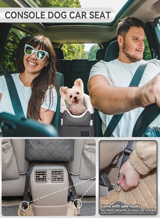 بتس فيت مقعد سيارة للكلاب من PETSFIT مع خطافات حماية آمنة، مقعد سيارة للحيوانات الأليفة مع أحزمة أمان مُحسّنة، وسادة قابلة للغسل، مقاعد سيارة للكلاب الصغيرة حتى وزن 8 أرطال (رمادي) - Image 2
